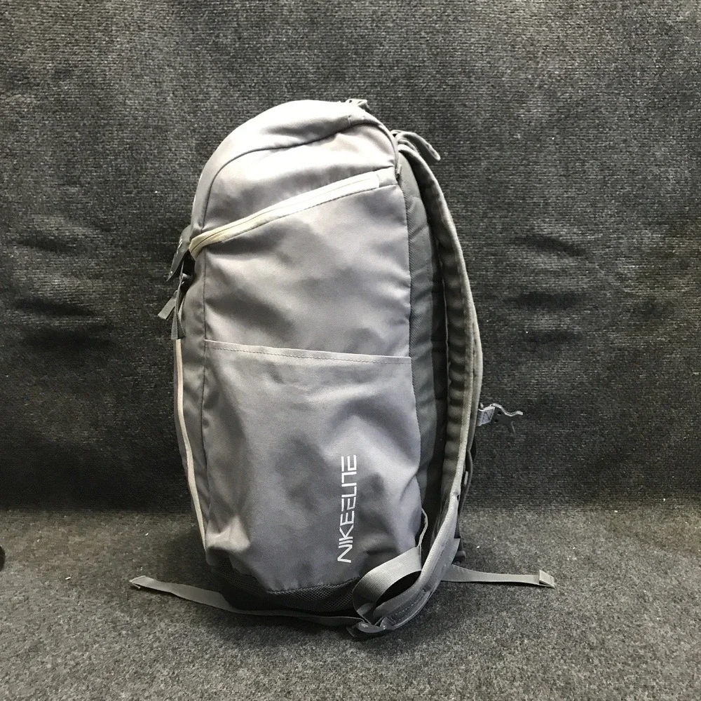 Nike BA5259-041 Hoops Elite Pro Basketball Backpack Gray/Black w/ Nike Quad Zip